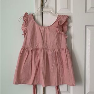 SHEIN Pink Ruffle Sleeve Blouse